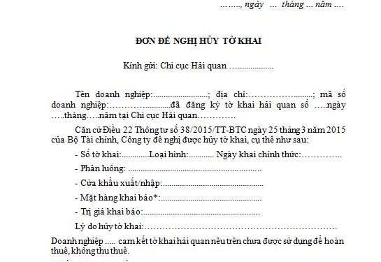 Hướng dẫn hủy tờ khai hải quan chi tiết, đơn giản